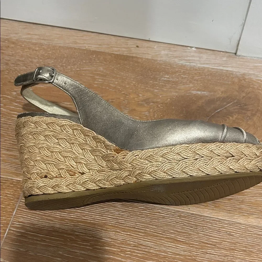 Stuart Weitzman Metallic Wedge Sandals, Size 7.5 - Picture 12 of 16